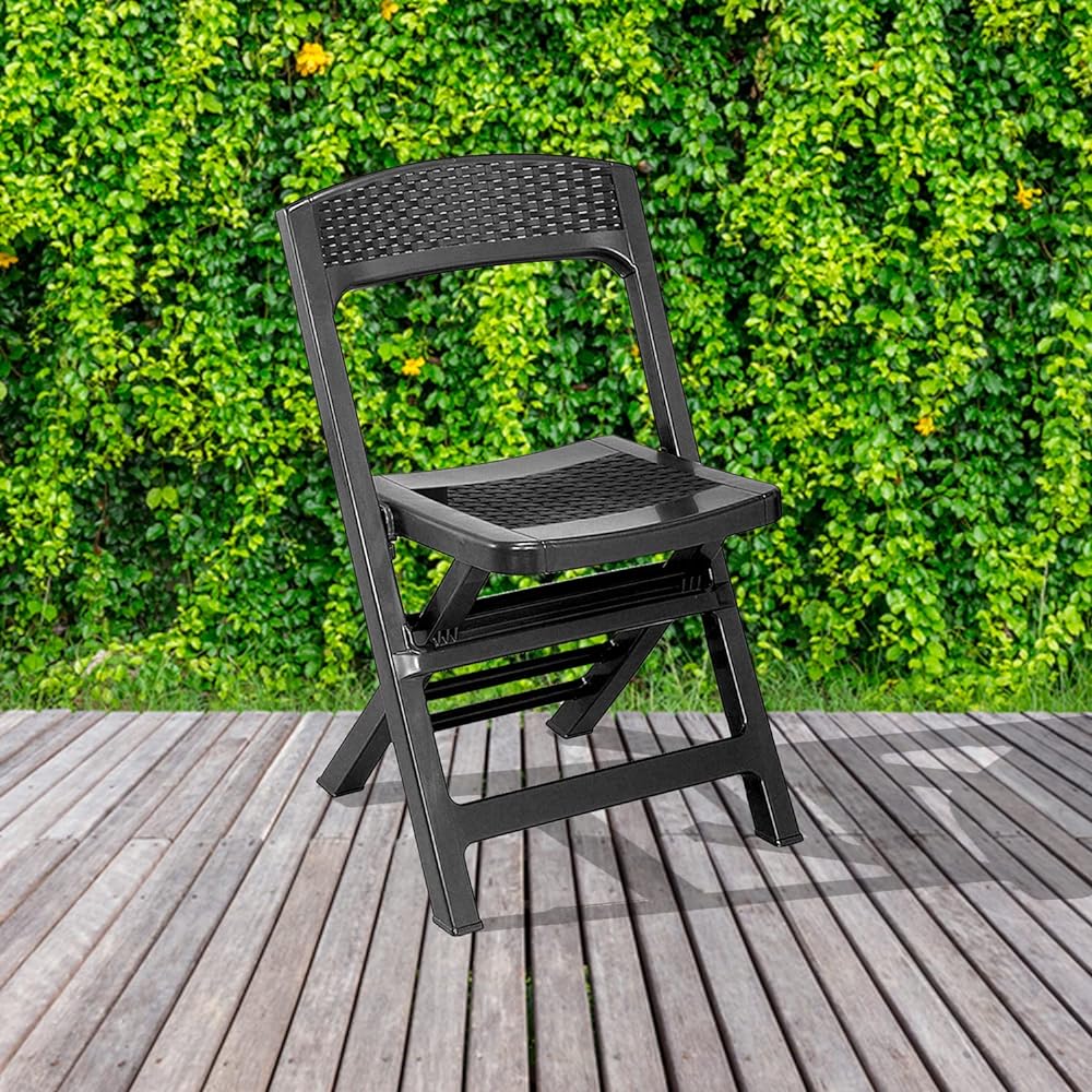 Progarden Záhradná plastová skladacia stolička Asso Rattan antracit 1